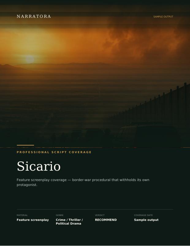 Professional Script Coverage sample — Sicario