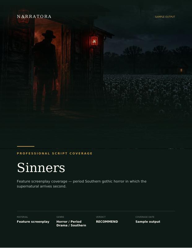 Professional Script Coverage sample — Sinners
