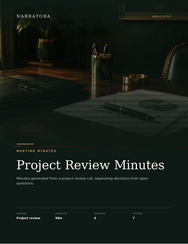 Meeting Minutes sample — Project Review Minutes