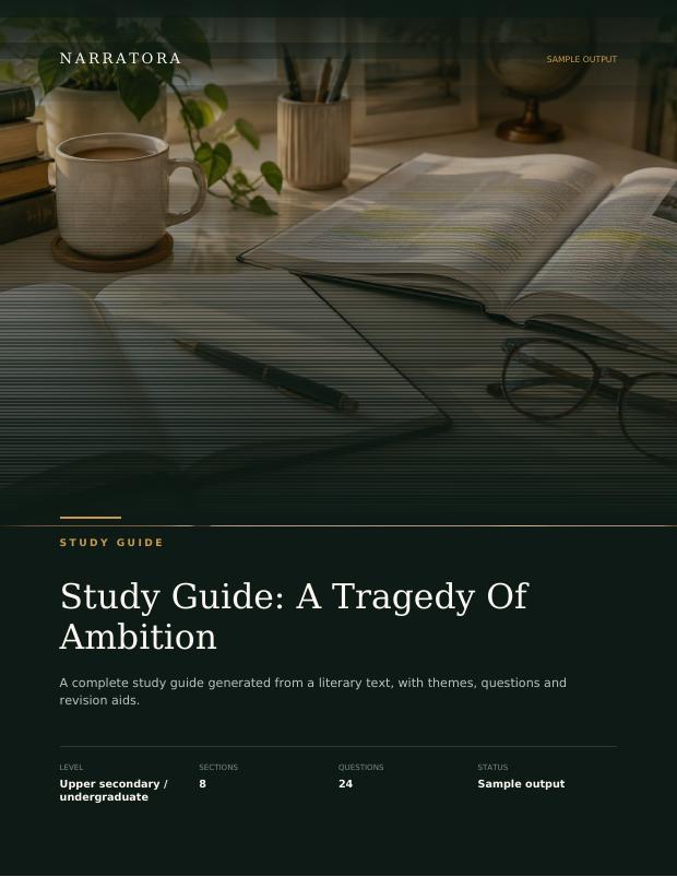 Study Guide sample — Study Guide: A Tragedy Of Ambition