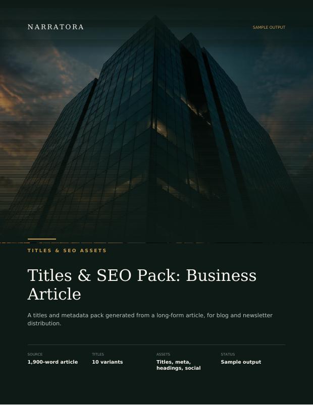 Titles & SEO Assets sample — Titles & SEO Pack: Business Article
