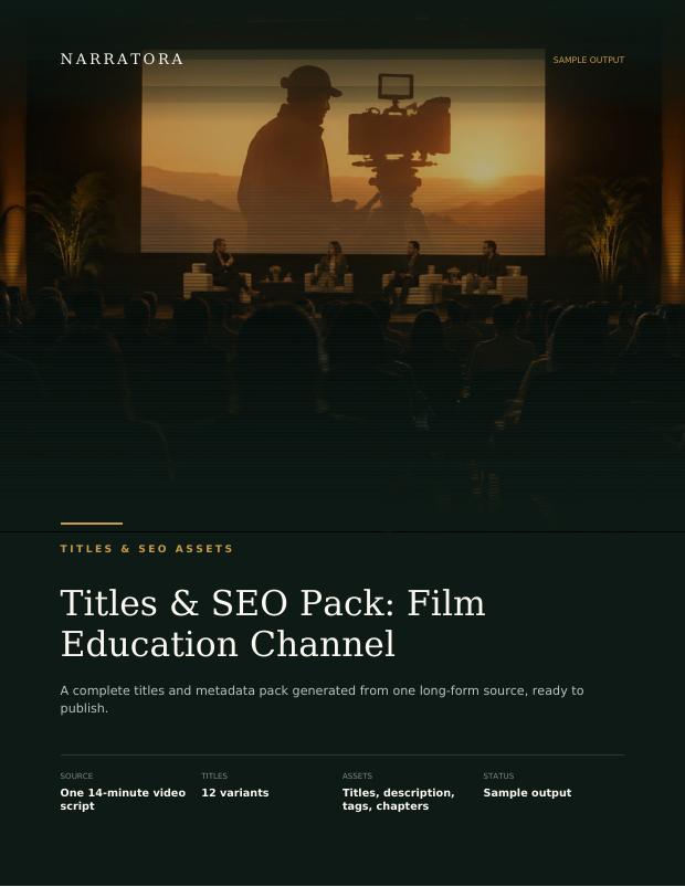 Titles & SEO Assets sample — Titles & SEO Pack: Film Education Channel