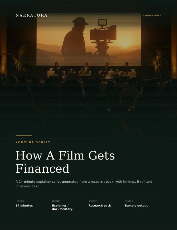 YouTube Script sample — How A Film Gets Financed